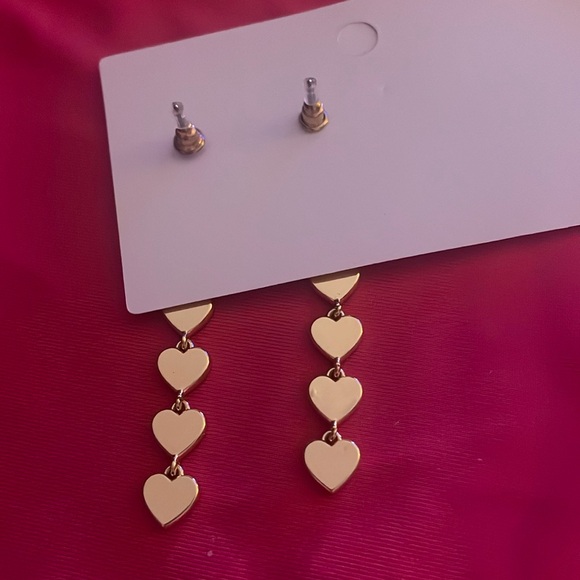 NWOT Rainbow Heart Dangle Earrings - Picture 2 of 2